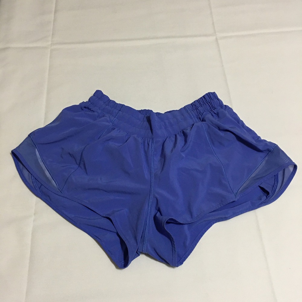 Lululemon Hotty Hot Shorts Women Size 8 Blue Mesh Trim Athletic